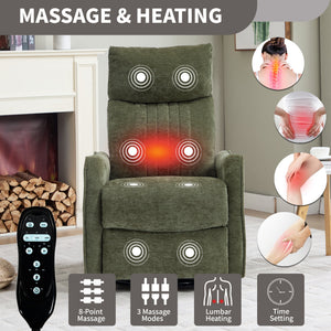 Green Heat Massage Manual Recliner Chair