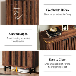6 Tier Shoe Cabinet With Louvered Doors