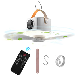 Rechargeable Tent Ceiling Fan with LED Light & Remote Control