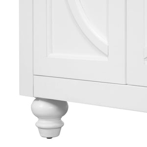 Bathroom Vanity With Ornate Elliptical Motif, Soft Close Hinges