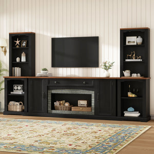 3-Piece TV Stand Set with Curved Side Cabinets for TVs Up to 70"