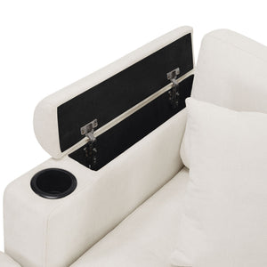 U Shaped Sectional Sofa, Corner Living Room Couch With Built In Cup Holders, Storage, USB Ports