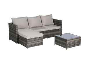2 Pieces Patio Furniture Set with Woven Sectional and Ottoman