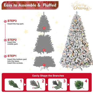 6FT Flocked Christmas Tree with 350 Colorful UL Lights