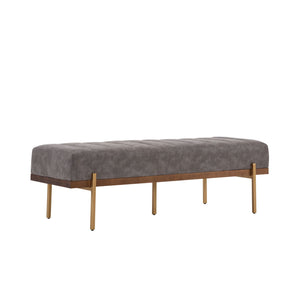 Thorian Luxury Upholstered Ottoman Bench with Channel Tufting and Metal Base