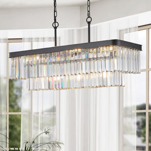 Rectangular Crystal Chandelier Adjustable