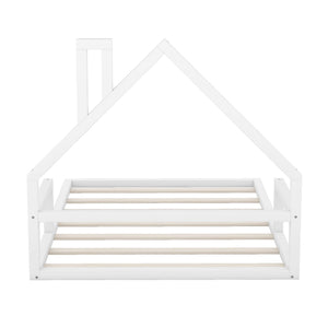Elegant Floor Bed With House Shaped Headboard