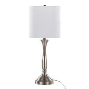 Sawyer - Contemporary Table Lamp (Set of 2) Built In USB Port - Nickel / White