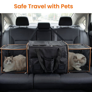 2 in 1 Large Cat Carrier for 2 Cats with Rolling Wheels and Expandable Design