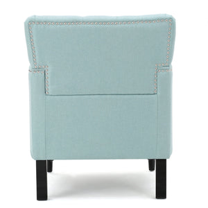 Harrison Tufted Club Chair with Button Tufted Back and Birch Wood Legs
