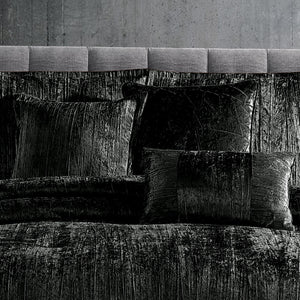 Turin 7 Piece Black Crinkle Velvet Comforter Set