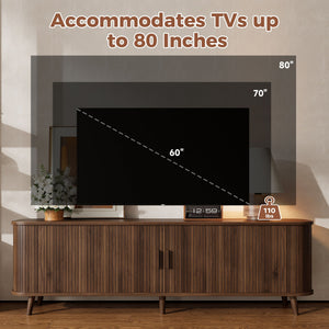 70" TV Stand, Media Center With Ample Storage - Dark Brown