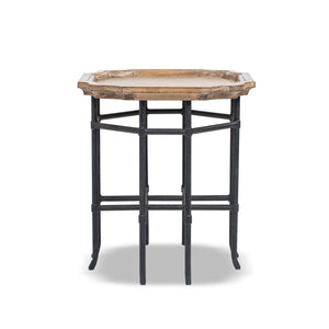 Foundry 24" Square Reclaimed Pine Wood & Iron Side Table Antique