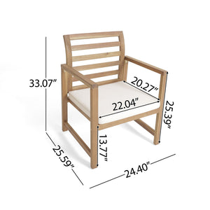 Outdoor Acacia Wood Club Chairs, 2-Piece Set - Natural Stained / White