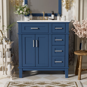 Modern Bathroom Vanity With Sink, Storage Cabinet, Soft Close Doors, Deep & Standard Drawers