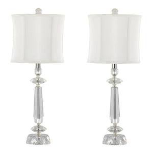 Karat - Contemporary Crystal Table Lamp (Set of 2) - Clear Crystal / Chrome / White Softback