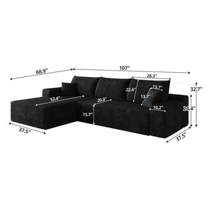 107" Cloud Sectional Couch with L-Shape Chaise