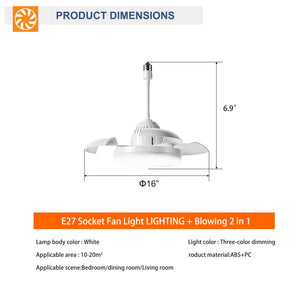 Bulb-Type Small Ceiling Fan with Retractable Blades and Remote Control
