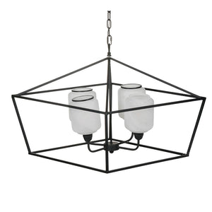 26" Iron Chandelier - Sleek Industrial Style
