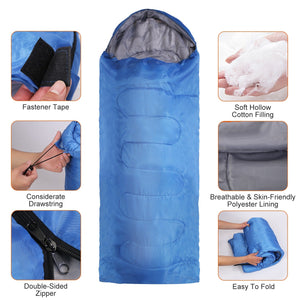 Camping Sleeping Bags for Adults Teens Moisture-Proof Hiking Sleep Bag with Carry Bag 32-50℉ for Spring Autumn Winter Seasons