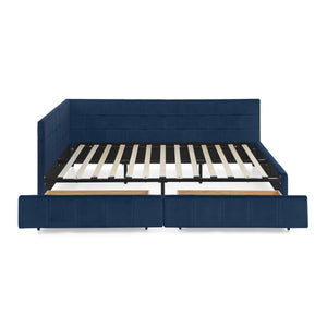 Upholstered Bed Frame With Tufted Backrest And Armrests