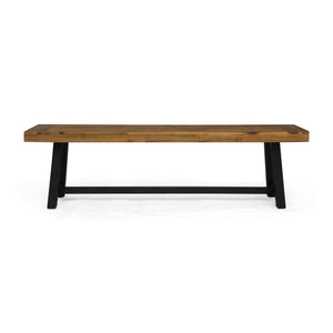 Cloud Outdoor Bench With Acacia Wood Frame And Slat Panel Design