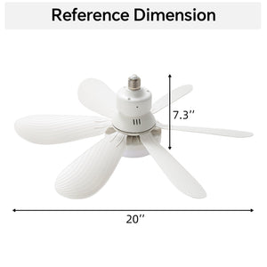 20-Inch Socket Fan Light Portable Ceiling Fan with Light and Remote