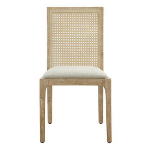 Dining Chair With Synthetic Cane Back And Upholstered Seat (Set of 2) - Natural