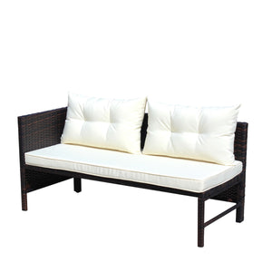 Outdoor Patio Furniture 3-Piece Conversation Set with Wicker Rattan Sectional Sofa
