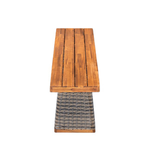 Outdoor 1pcs Acacia Wood Bench, Teak Finish
