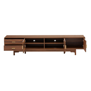 Modern TV Stand With Fluted Glass Doors & 2 Drawers