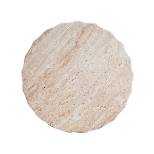 Elegant Indoor/Outdoor Lightweight Concrete Cylinder Side Table with Travertine Finish