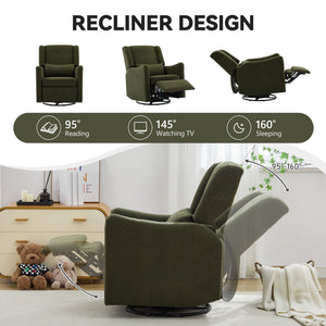 Wide Wingback Swivel Glider Rocker Recliner Chair