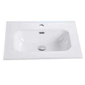 Glossy White Ceramic Integrated Sink