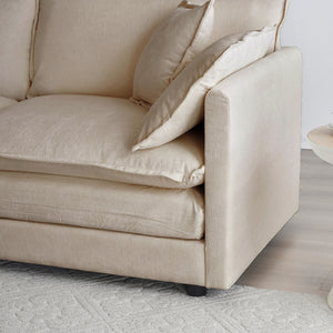 2-Piece Upholstered Living Room Sectional Sofa Set in Beige Chenille