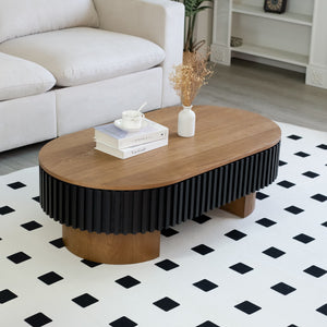 Elliptical Living Room Coffee Table With Hidden Storage And Removable Tabletop