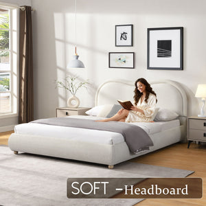 Upholstered Platform Bed Frame With Curved Headboard