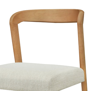 Solid Rubber Wood Counter Stools (Natural Oak + Beige) Set of 2