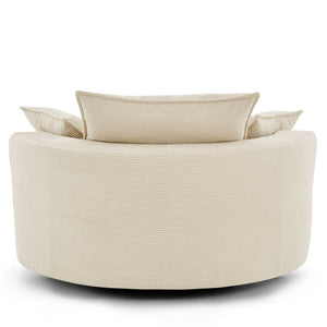 360° Swivel Accent Barrel Chair With Dual Layer Cushion And 3 Removable Pillows