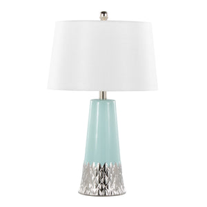 Penelope 22" Contemporary Ceramic Table Lamp with Tiffany Blue & Silver Body