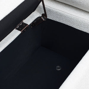 Elegant Upholstered Storage Bench With Cylindrical Arms And Iron Legs,