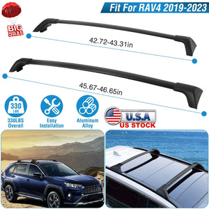 Car Roof Rack Cross Bars Aluminum Alloy Cargo Carrier Rooftop Crossbars Fit for Toyota RAV4 2019-2024 with Side Rails for Cargo Carrier Bag Kayak Bike