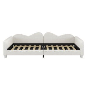 Upholstered Daybed, Sherpa Fabric Sofabed With Cloud-Shaped Backrest
