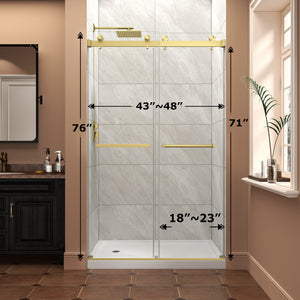 43"-48" W x 76" H Brushed Frameless Shower Door