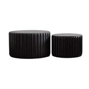 Black Scalloped Round Coffee Table Set