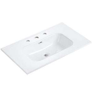 Glossy White Ceramic Integrated Sink