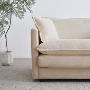 2-Piece Upholstered Living Room Sectional Sofa Set in Beige Chenille