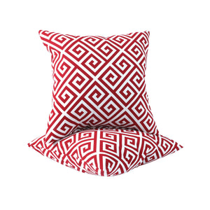 6 Pack Outdoor Pillow Covers - Red Greek Key