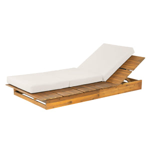 Acacia Wood Chaise Lounge with 4" Thick 3-Fold