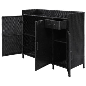 K&K 47.5"W Wicker Outdoor Storage Cabinet with Tempered Glass Top